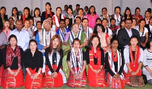 The Governor of Arunachal Pradesh Shri. P B  Acharya   and  State First Lady Smti. Kavita Acharya with the Staffs of Balwadis School at Raj Bhavan on 2nd  May�2017